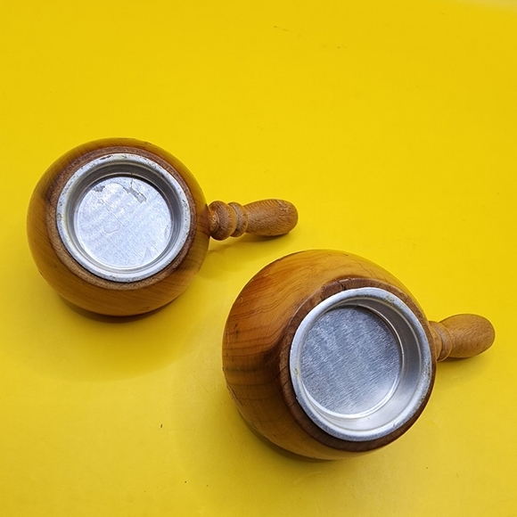 Vintage Wooden Mini Pots Salt Pepper Shakers New Mexico Red River - Picture 6 of 6